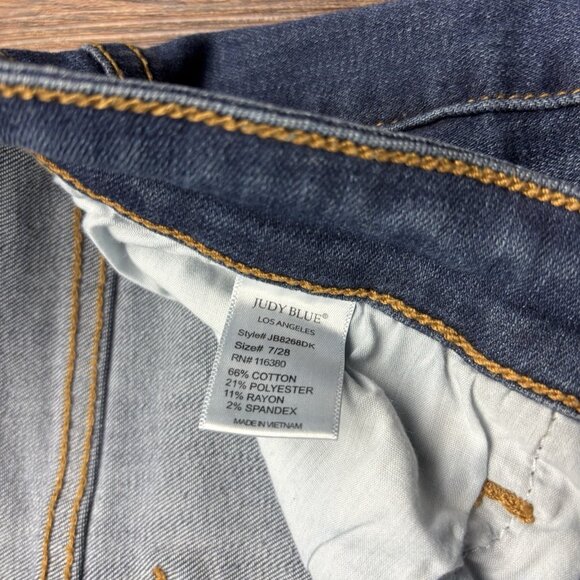 Judy Blue Skinny Jeans Buffalo Plaid Patch Distressed Medium Wash Size 7/28 - Picture 6 of 11